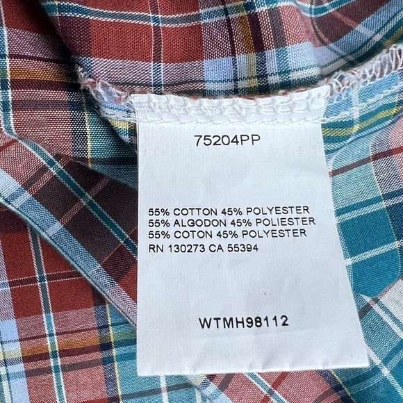 Wrangler Multicolor Plaid Long Sleeve Pearl Snap Button Up Western Shirt Large‎ - Picture 6 of 6